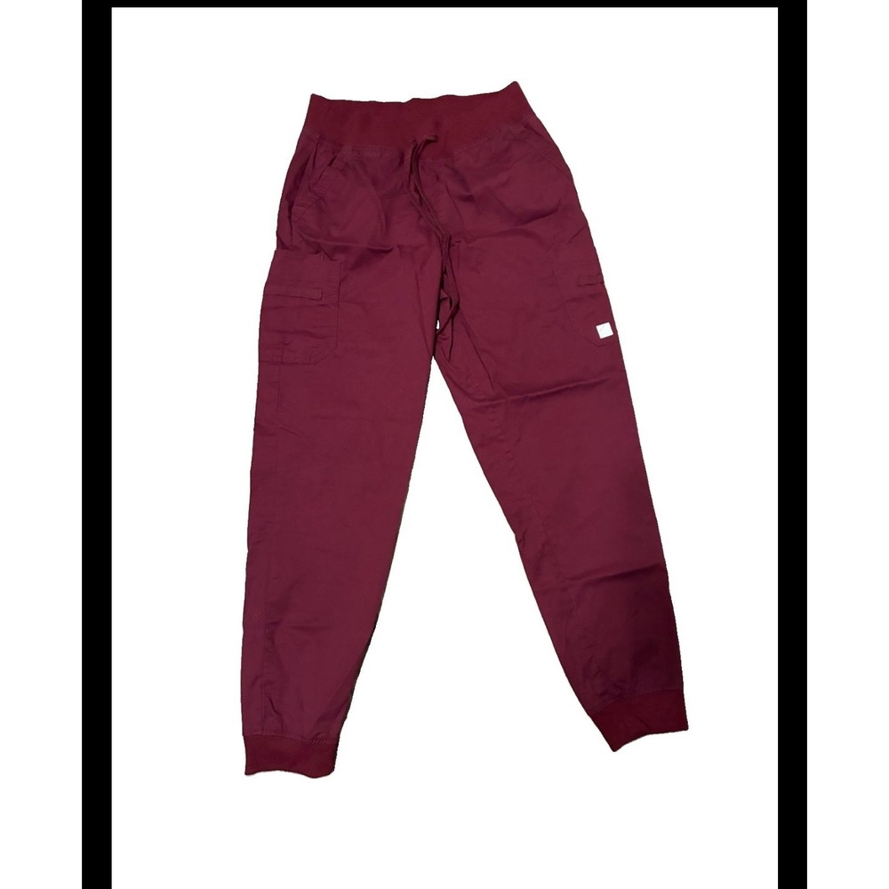 Butter Soft Womens Scrub Jogger Pants Burgundy Wine Cargo Pockets Size Small
